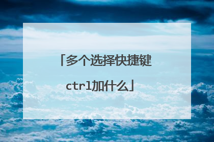 多个选择快捷键ctrl加什么