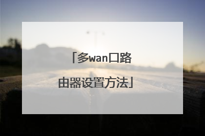 多wan口路由器设置方法
