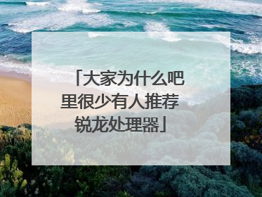 大家为什么吧里很少有人推荐锐龙处理器