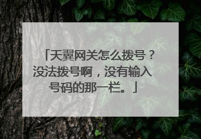 天翼网关怎么拨号?没法拨号啊,没有输入号码的那一栏。