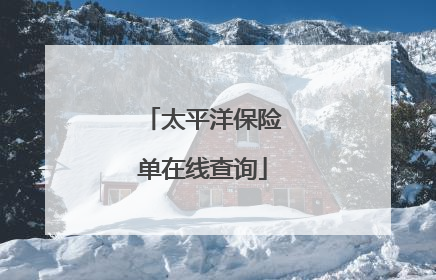 太平洋保险单在线查询