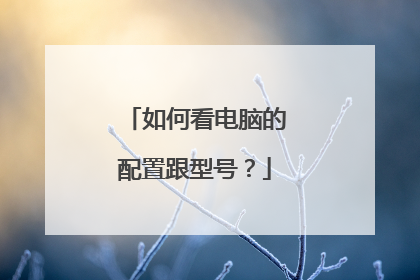 如何看电脑的配置跟型号？