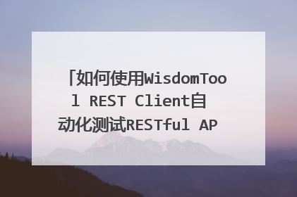 如何使用WisdomTool REST Client自动化测试RESTful API并自动生成API文档呢？