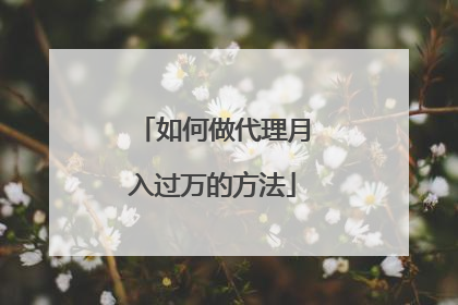 如何做代理月入过万的方法