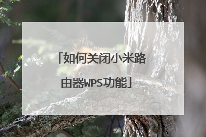如何关闭小米路由器WPS功能