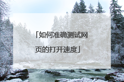 如何准确测试网页的打开速度