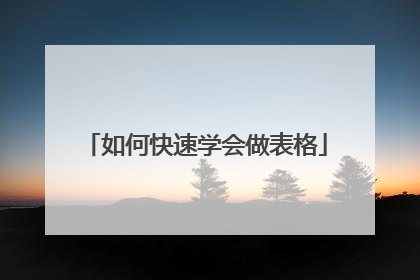 如何快速学会做表格
