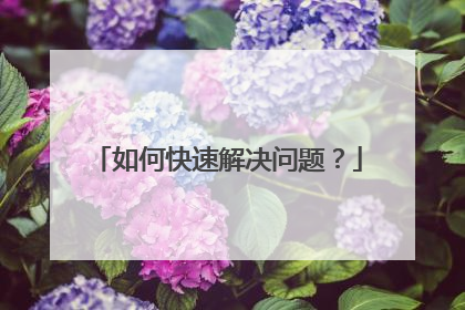 如何快速解决问题?