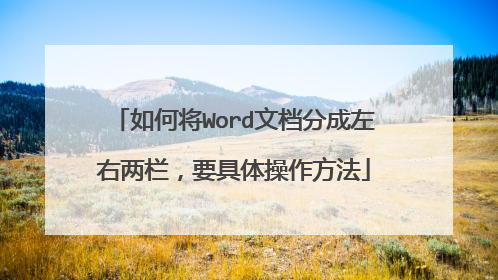 如何将Word文档分成左右两栏,要具体操作方法