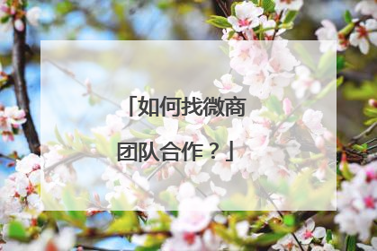 如何找微商团队合作?