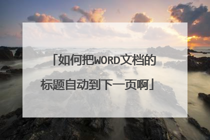 如何把WORD文档的标题自动到下一页啊