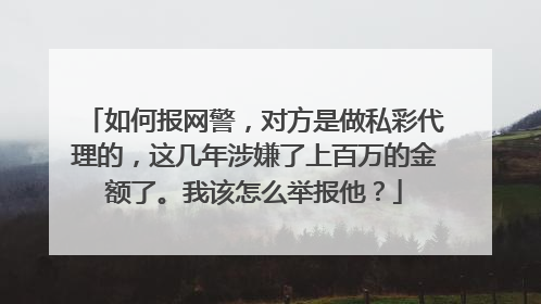 如何报网警,对方是做私彩代理的,这几年涉嫌了上百万的金额了。我该怎么举报他?
