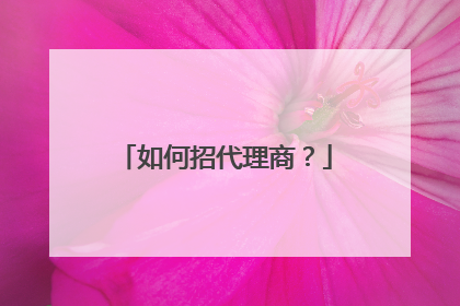 如何招代理商?