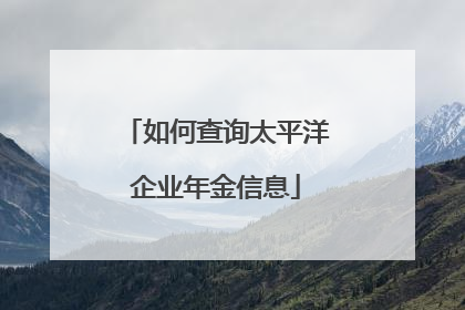 如何查询太平洋企业年金信息
