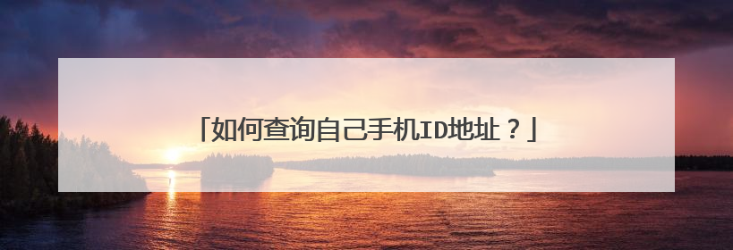 如何查询自己手机ID地址?