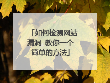 如何检测网站漏洞 教你一个简单的方法