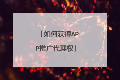 如何获得APP推广代理权