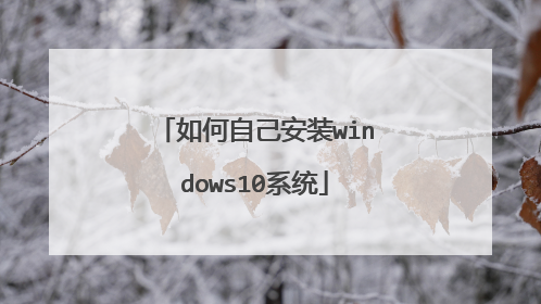如何自己安装windows10系统