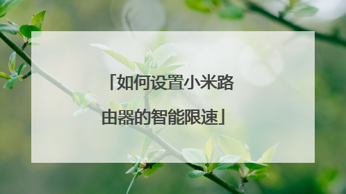 如何设置小米路由器的智能限速