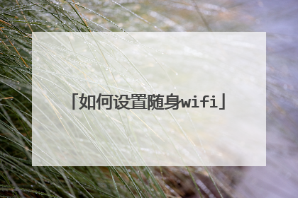 如何设置随身wifi
