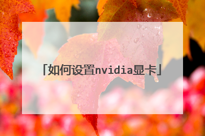 如何设置nvidia显卡