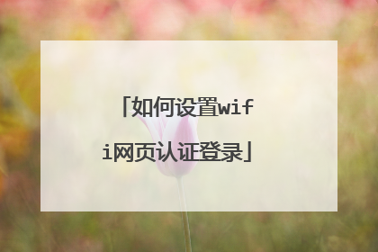 如何设置wifi网页认证登录