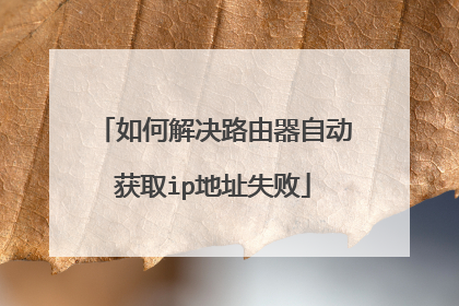 如何解决路由器自动获取ip地址失败