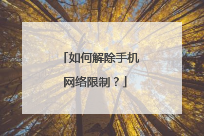 如何解除手机网络限制？
