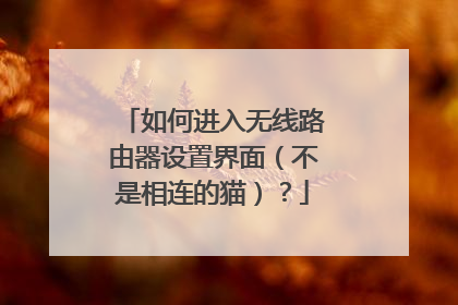如何进入无线路由器设置界面（不是相连的猫）？