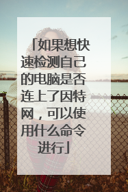 如果想快速检测自己的电脑是否连上了因特网,可以使用什么命令进行