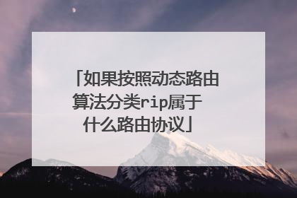 如果按照动态路由算法分类rip属于什么路由协议