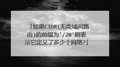 如果CIDR(无类域间路由)的前缀为'/20'则表示它定义了多少个网络?