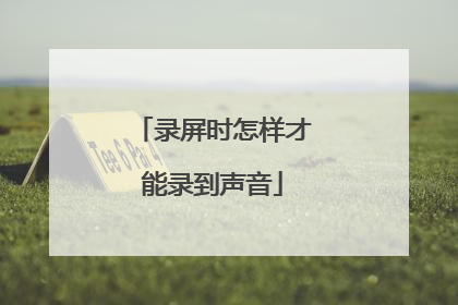 录屏时怎样才能录到声音