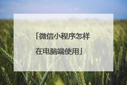 微信小程序怎样在电脑端使用