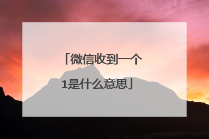 微信收到一个1是什么意思