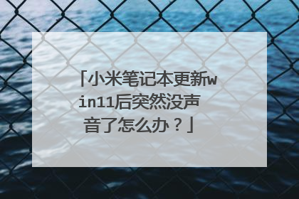 小米笔记本更新win11后突然没声音了怎么办？
