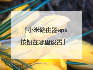 小米路由器wps按钮在哪里设置