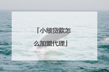 小额贷款怎么加盟代理