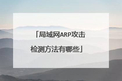 局域网ARP攻击检测方法有哪些