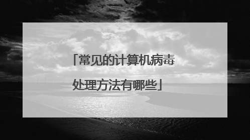常见的计算机病毒处理方法有哪些