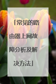 常见的路由器上网故障分析及解决方法