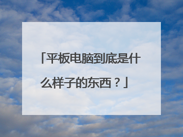 平板电脑到底是什么样子的东西?