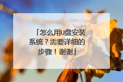 怎么用U盘安装系统?需要详细的步骤!谢谢