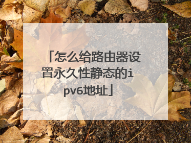 怎么给路由器设置永久性静态的ipv6地址
