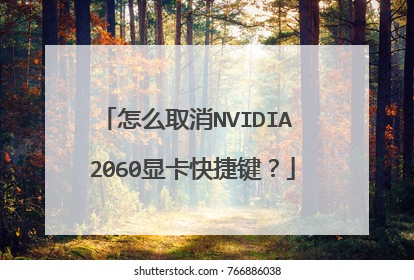 怎么取消NVIDIA 2060显卡快捷键？
