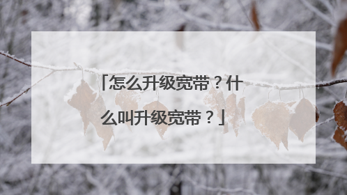 怎么升级宽带?什么叫升级宽带?