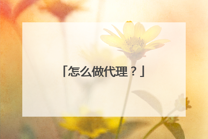 怎么做代理?