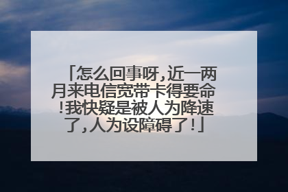 怎么回事呀,近一两月来电信宽带卡得要命!我快疑是被人为降速了,人为设障碍了!