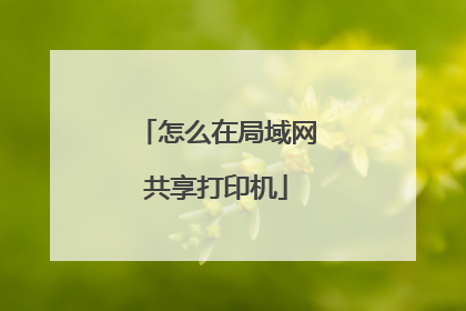 怎么在局域网共享打印机