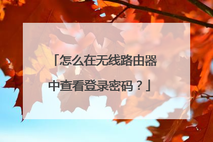 怎么在无线路由器中查看登录密码?
